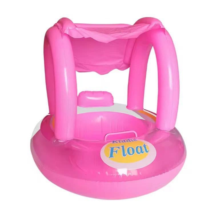 Boia Inflável Bebê Com Cobertura Proteção Solar Fralda Bote Infantil Piscina Praia