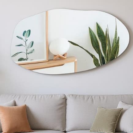 Espelho Orgânico Grande 90x60 Horizontal com Suporte para Fixação