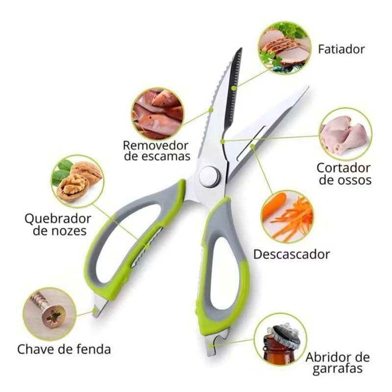Tesoura de cozinha doméstica de aço inoxidável Tesoura magnética multifuncional Tesoura de geladeira