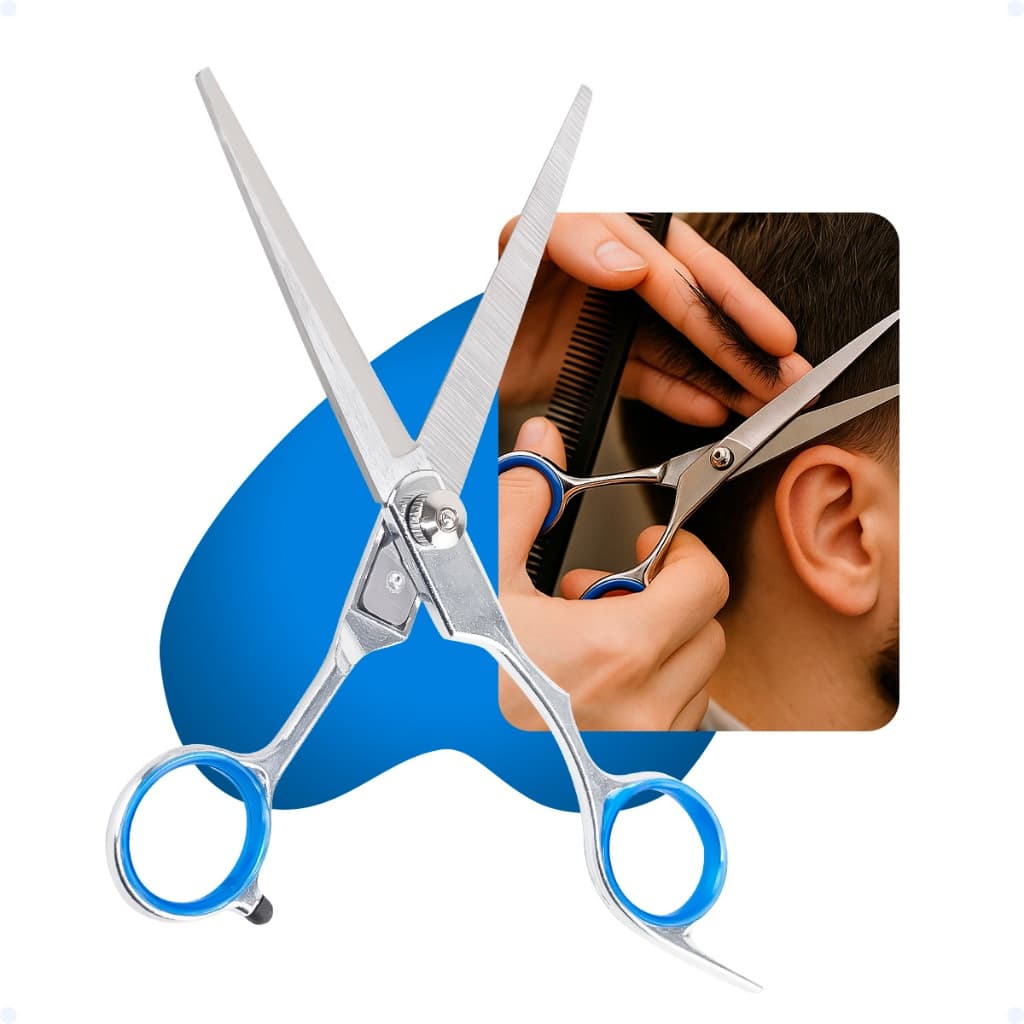 Tesoura Cabeleireiro Fio Laser Profissional Barbearia Salão Cabelo Descanso De Dedo 17cm