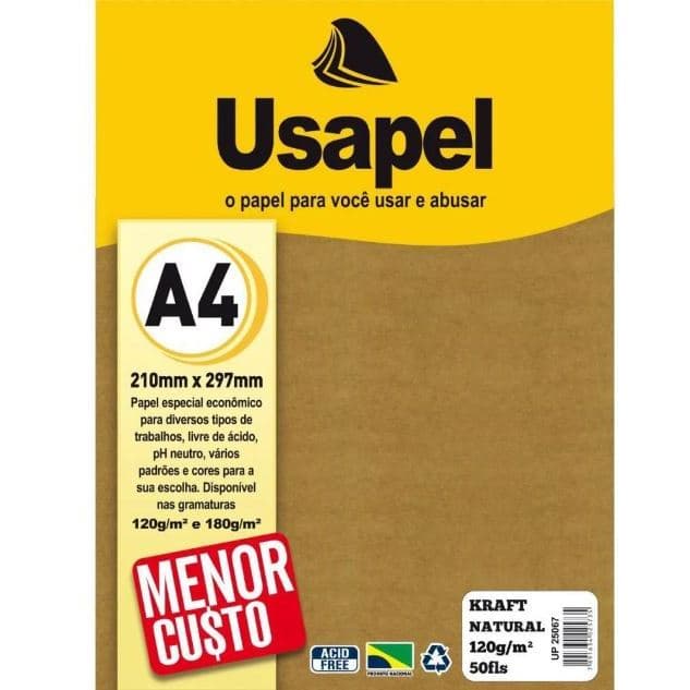 PAPEL KRAFT 120G 50FLS A4 NATURAL USAPEL