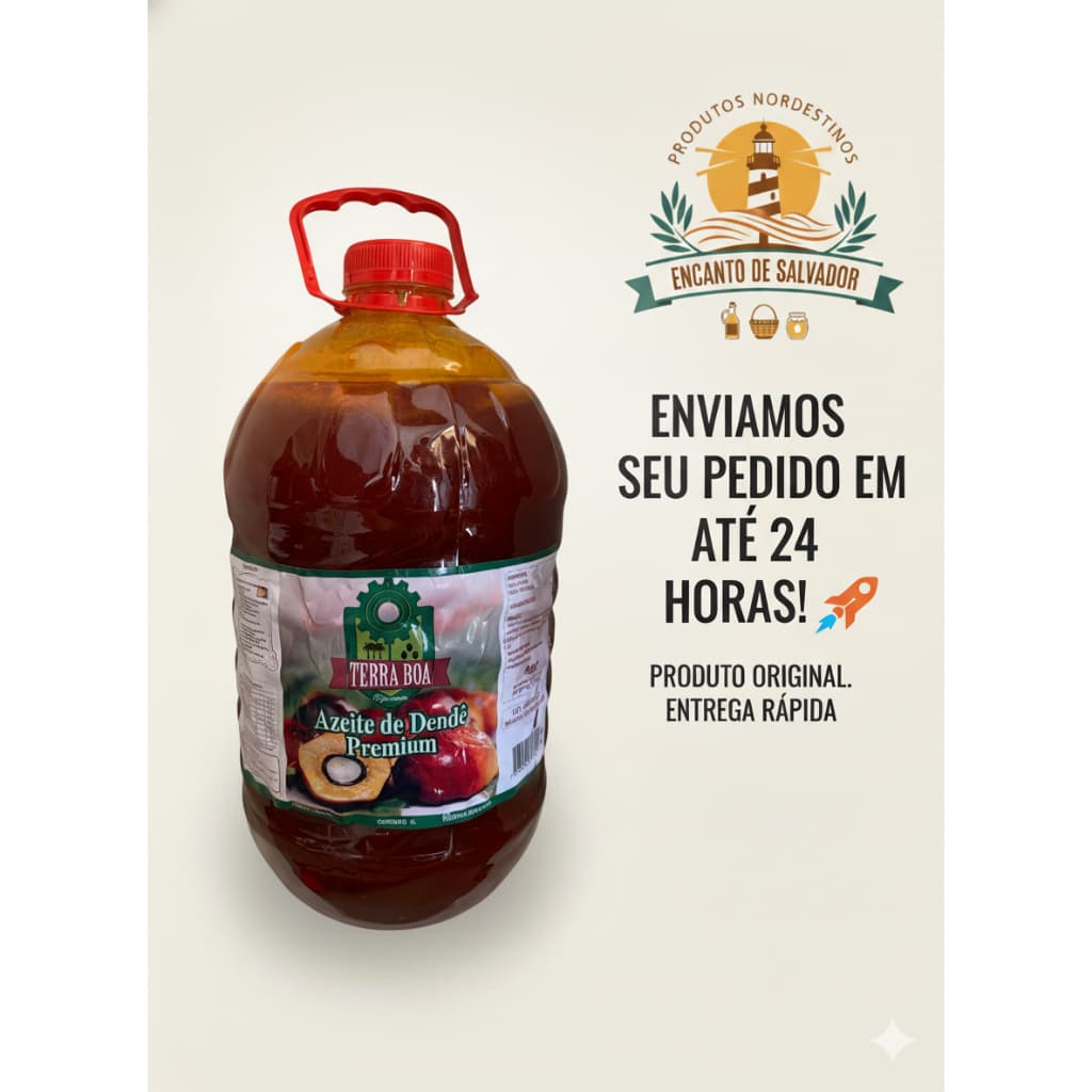 5 litros Azeite de dendê Terra Boa Premium - puro, encorpado de Valença - O melhor da Bahia