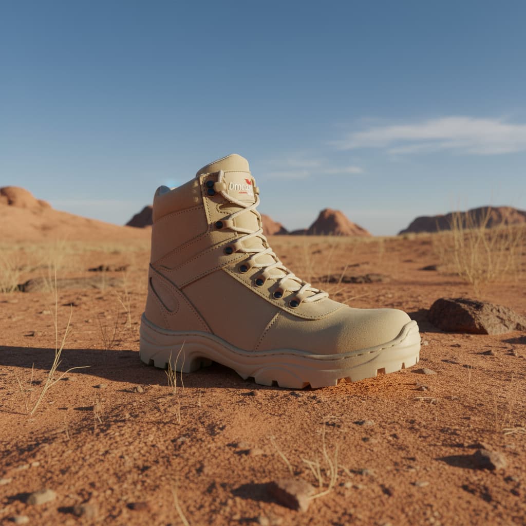 Bota Militar Couro Legitimo Coturno Masculino Impermeável Resistente Cano Medio Areia