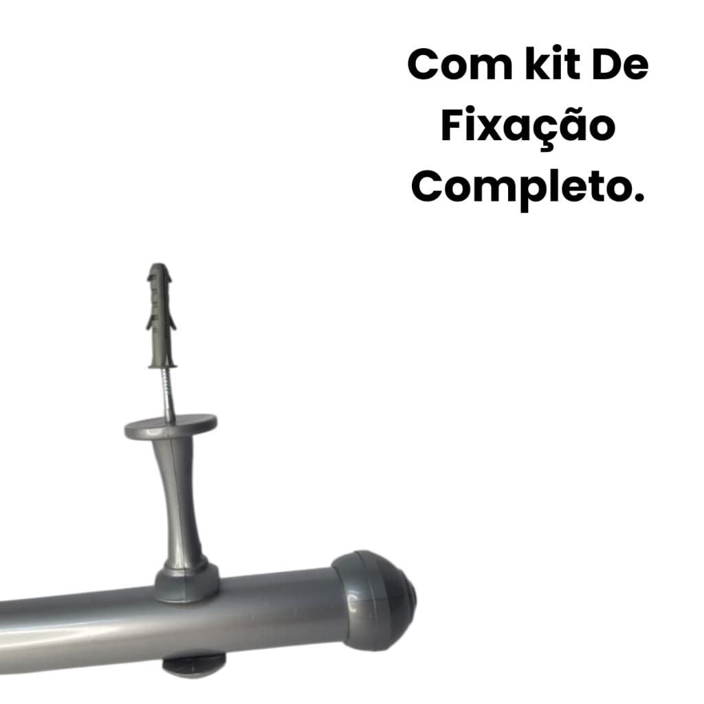 Kit Varão De Cortina Premium 28 MM Varios Tamanhos Cor Titanium Com Kit De Fixação