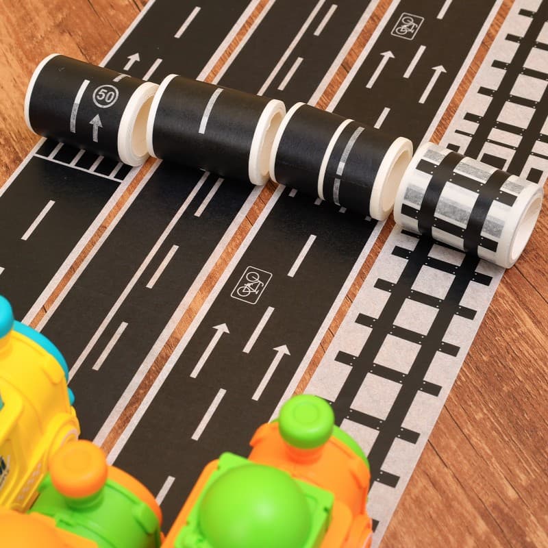 Adesivos Fita De Papel Com Tema De Trânsito modelos De Cena e Pista Estrada Ferroviária e Rodoviária