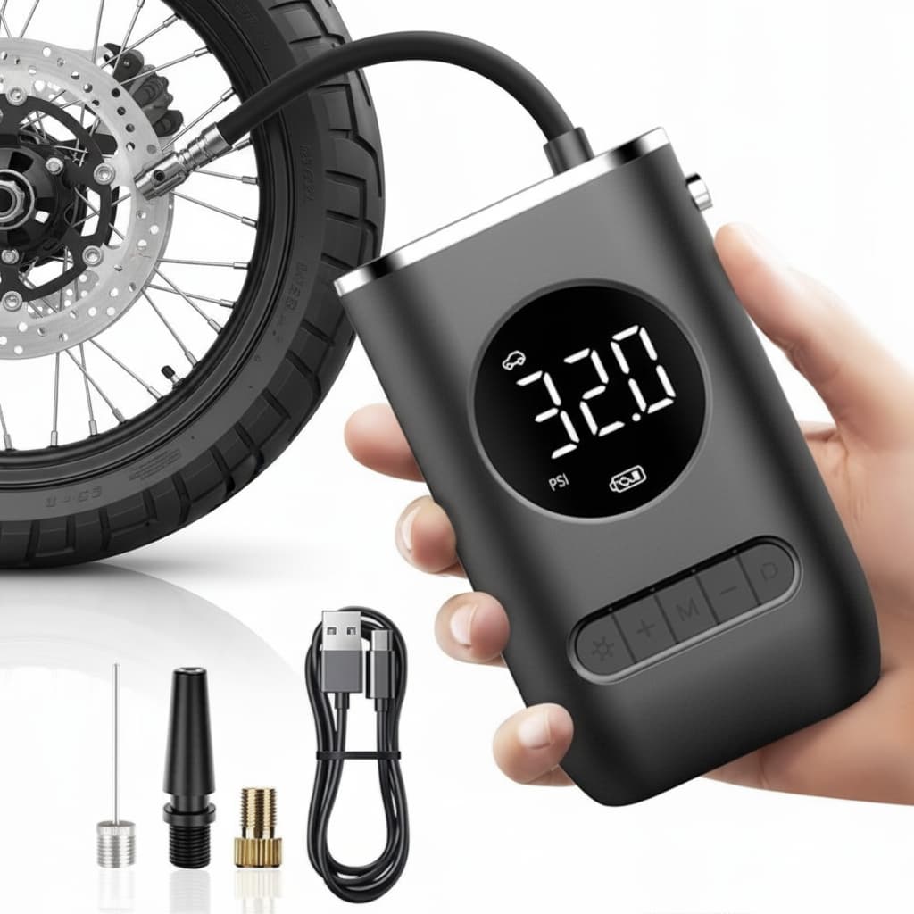 Mini Calibrador de Ar Portátil Digital Recarregável USB Bomba de Encher Pneu Potente 80 Watts