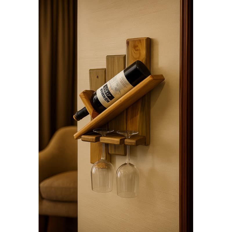 Suporte de parede para vinho e taças