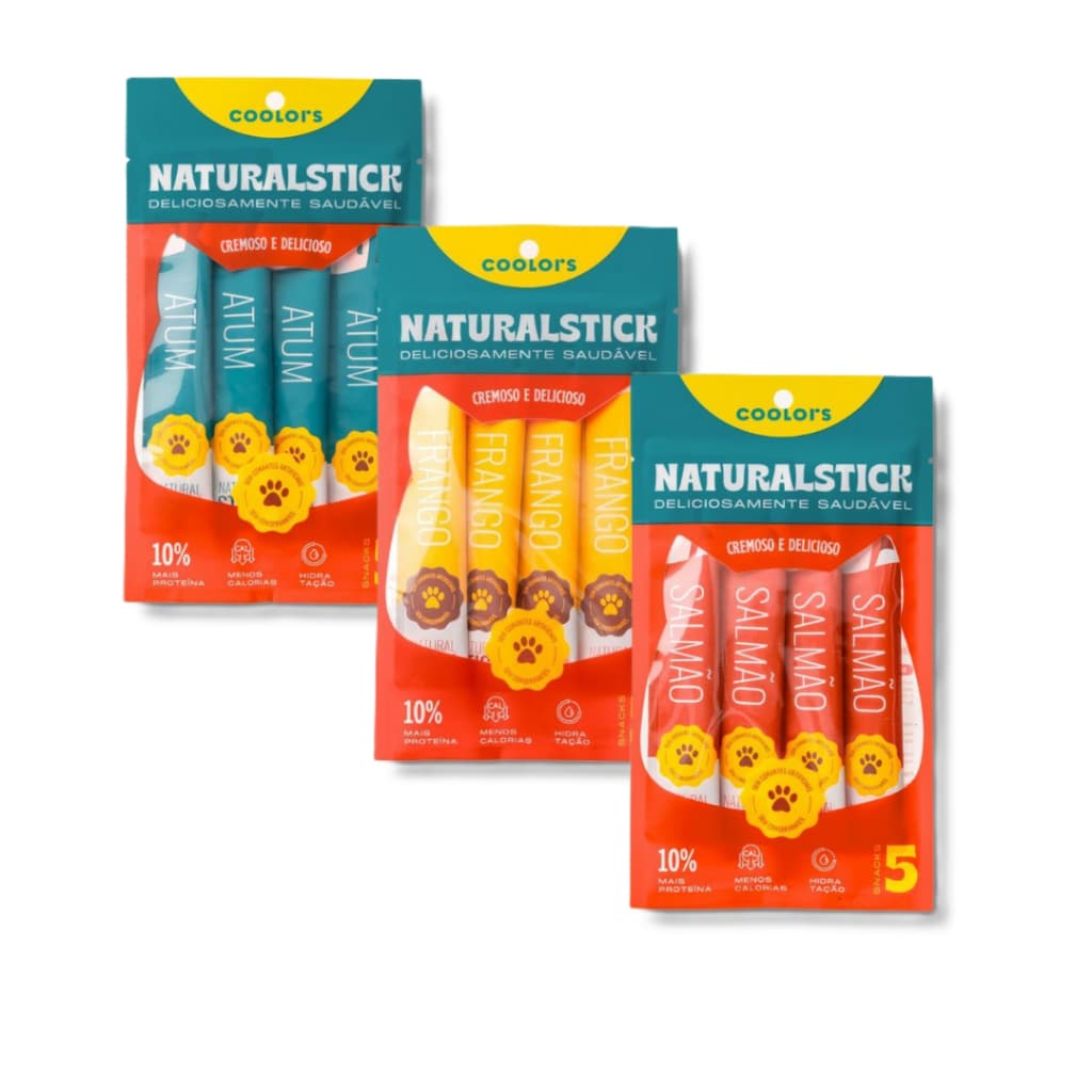 Kit 15 Unidades de Petiscos Naturais Natural Stick para Gatos - FRANGO-ATUM