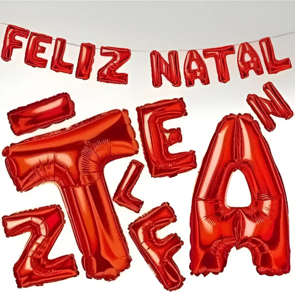 Kit Balões Balão Metalizado Vermelho Feliz Natal Enfeite Natalino Decoração Bexigas 37 Centímetros