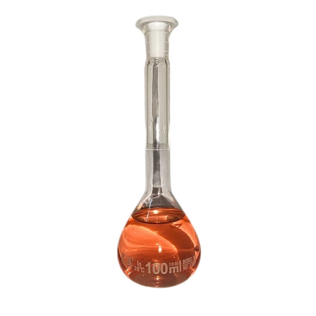 Frasco Balão Volumétrico 100 ml de Vidro com Rolha de Plástico