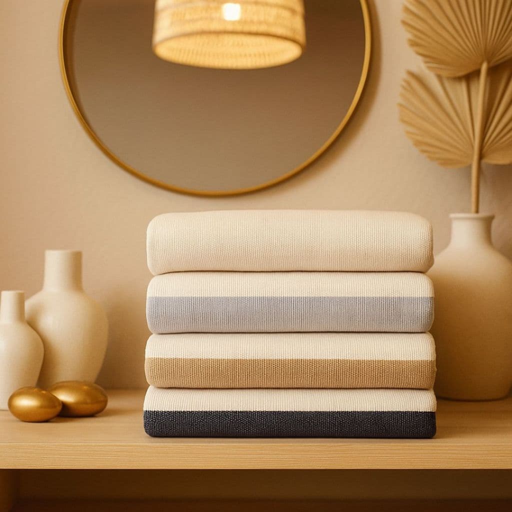 Manta Decorativa Listrada Para Sofá Cama Algodão Búzios Com Franjas Acabamento Premium 2,40x1,80m