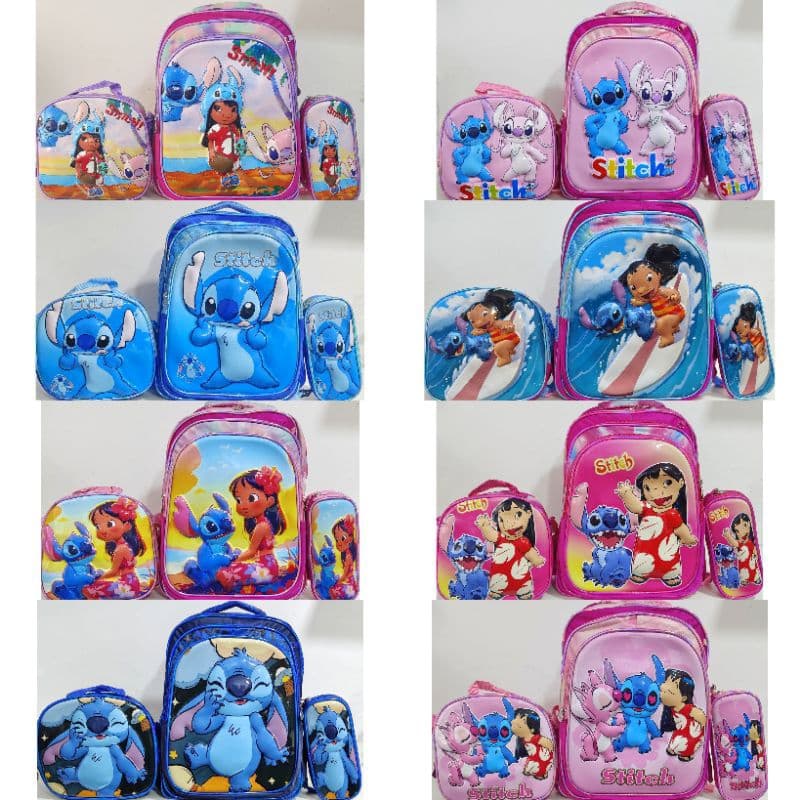KIT MOCHILA INFANTIL DE COSTAS STITCH/MOCHILA LANCHEIRA TÉRMICA ESTOJO/MOCHILA PARA MENINA E MENINO/MOCHILA STITCH 2026