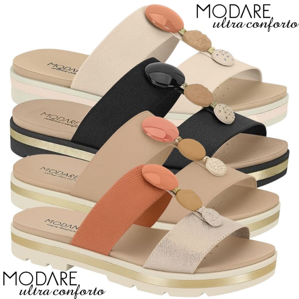 Sandália Feminina Casual Calce Fácil Modare Elegante Pedras Moderno Estilosa Moda Tendência Original