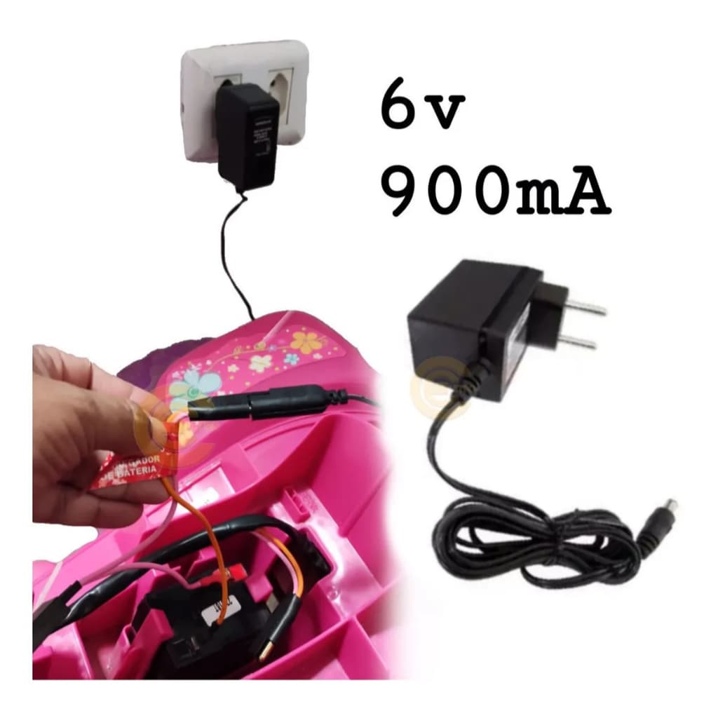 CARREGADOR DE BATERIA 6V 900MA COM LED INDICADOR DE CARGA