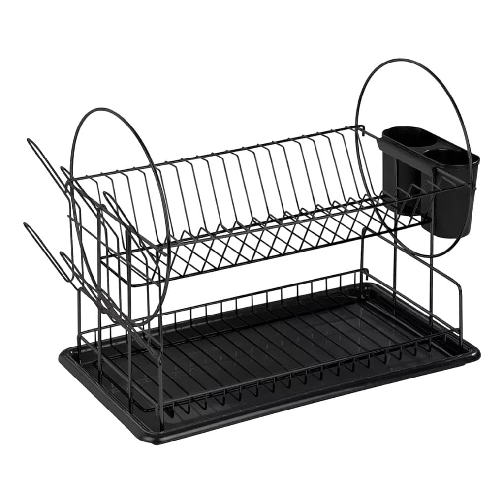 escorredor de louças preto de aço inox