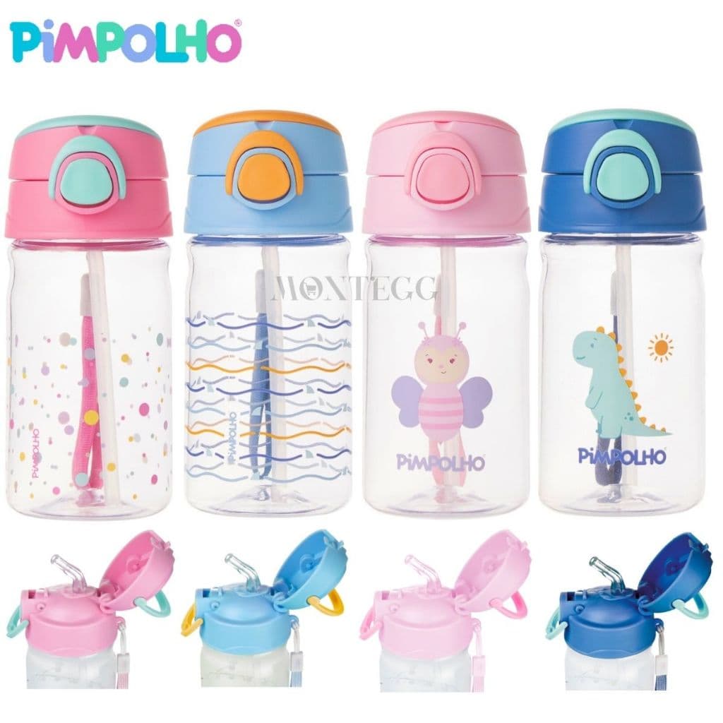 Garrafinha Infantil Pimpolho 370ml Copo Canudo E Alça Garrafa Infantil Anti Vazamento Copo Infantil