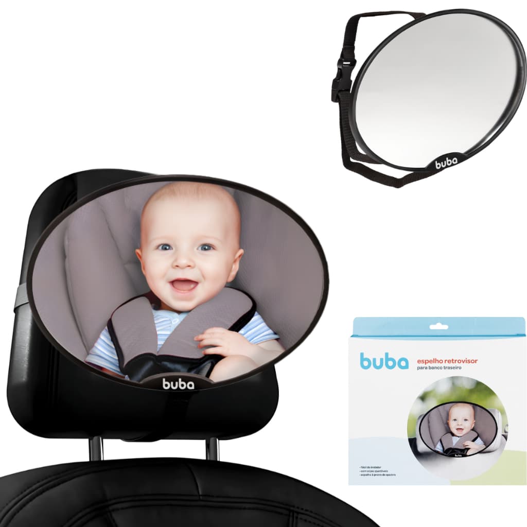 Espelho Retrovisor Interno Para Carro Bebê Conforto Cadeirinha Oval Ajustável Banco Traseiro Buba