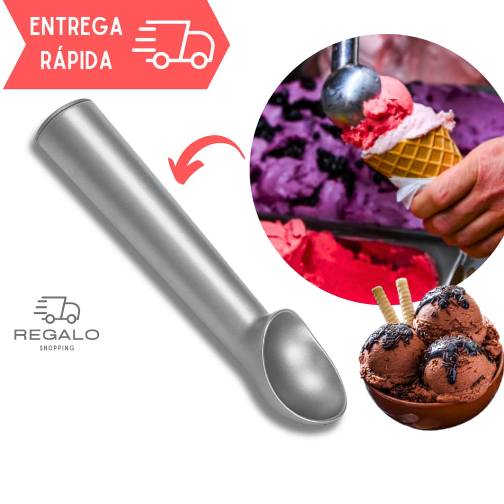 Colher de Sorvete Profissional Pegador Tipo Concha Grande Resistente para Sorvetes Açai