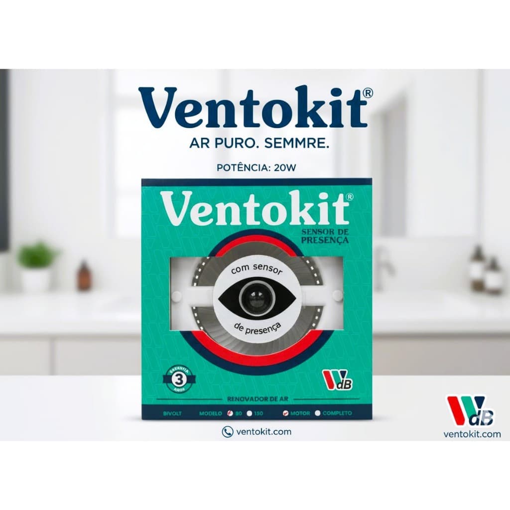 ✨Ventokit: Exaustor com Sensor de Presença Modelo 80 ✨