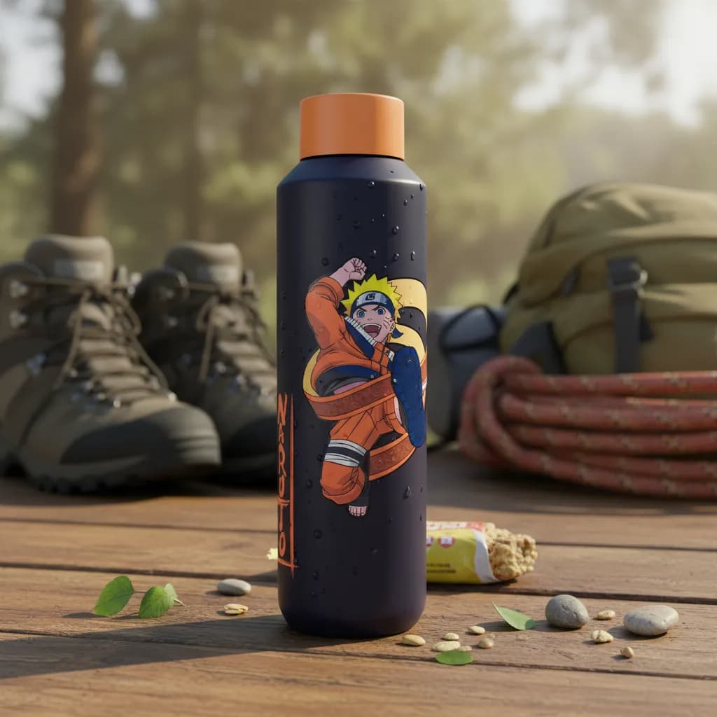 Garrafa Acqua Naruto Uzumaki 600ml Cor Preta Zona Criativa