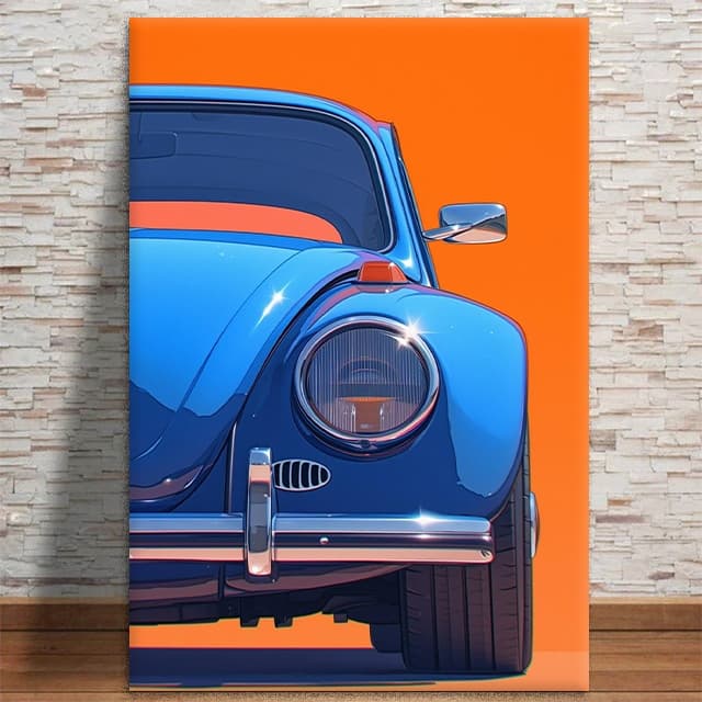 Quadro Decorativo Fusca Azul Carro Velha Guarda Antigo MDF 3mm