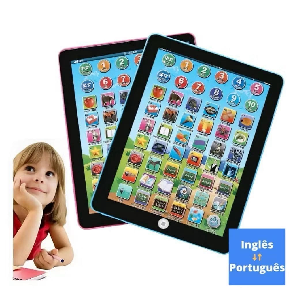 Kit 5 Tablet Brinquedo Didático Educativo Infantil Crianças Inglês/Português 54 Funções
