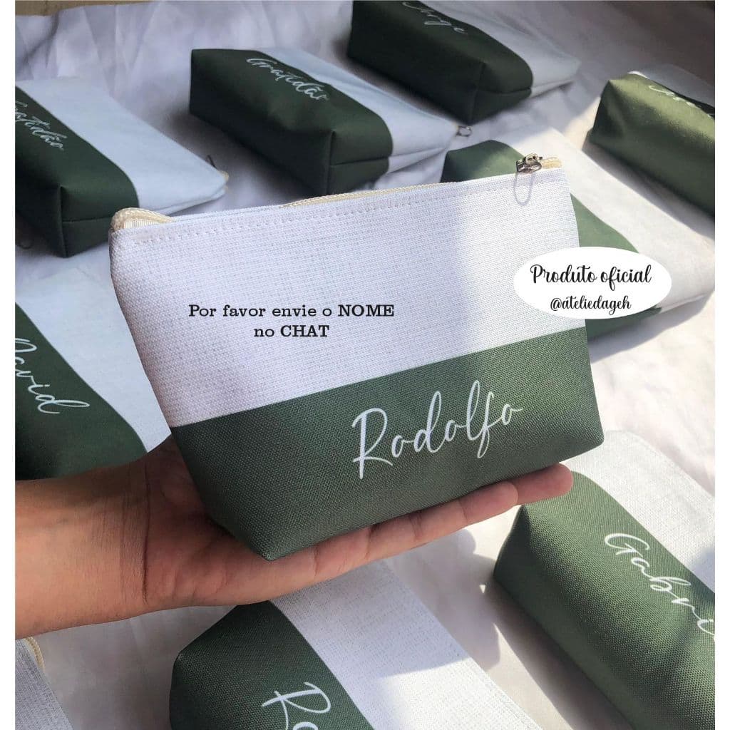 Necessaire Personalizada com nome VERDE OLIVA, AZUL MARINHO/PADRINHO/MADRINHA, PRESENTE, LEMBRANCINHA.