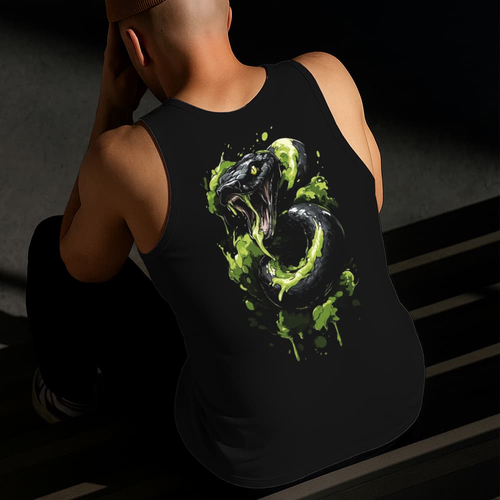 Camiseta Regata Masculina Estampada Cobra Espumando 100% Algodão Estilo Conforto Diário Tamanho P GG