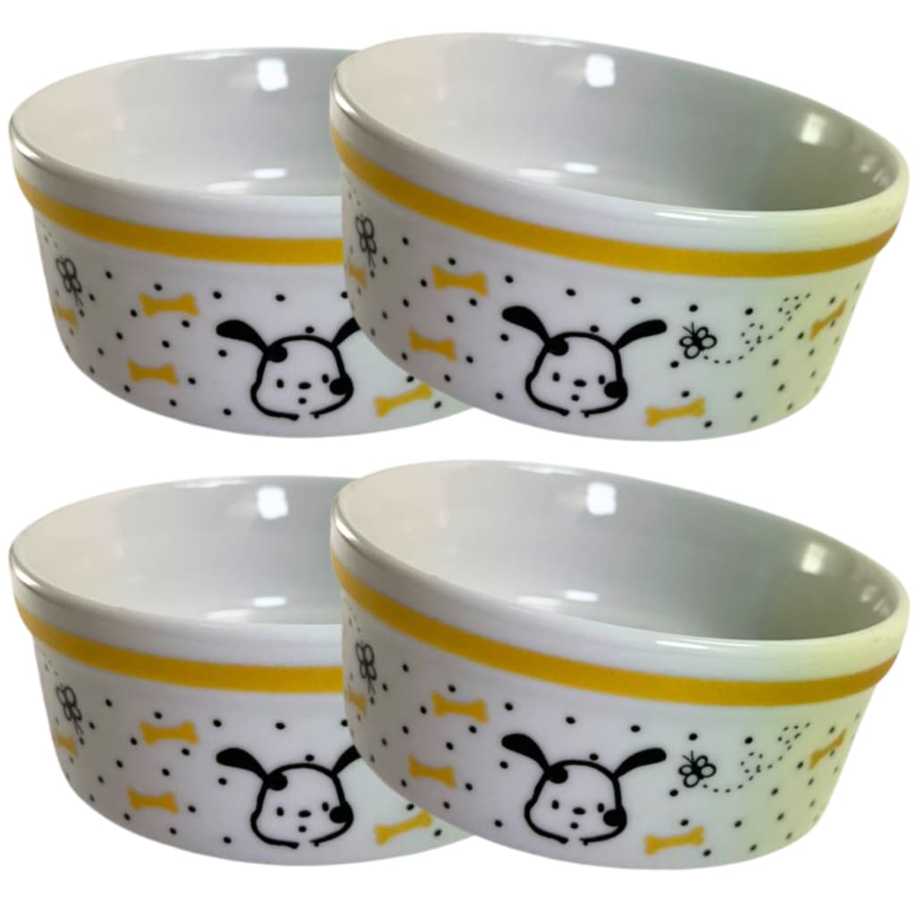 Tigelinha Comedouro + Bebedouro 4 Peças 300Ml Porcelana Premium Decorada