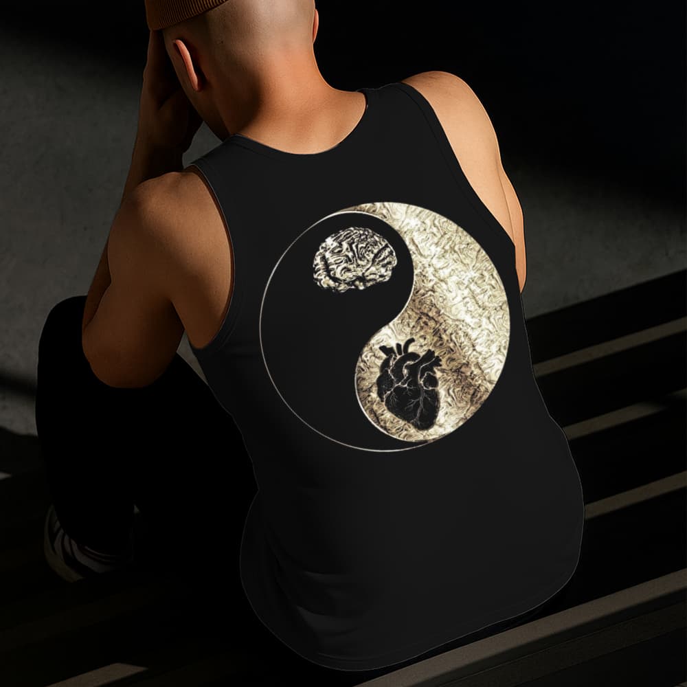Camiseta Regata Masculina Estampada Ying Yang Humano Algodão Estilo Conforto Diário Do Tamanho P GG