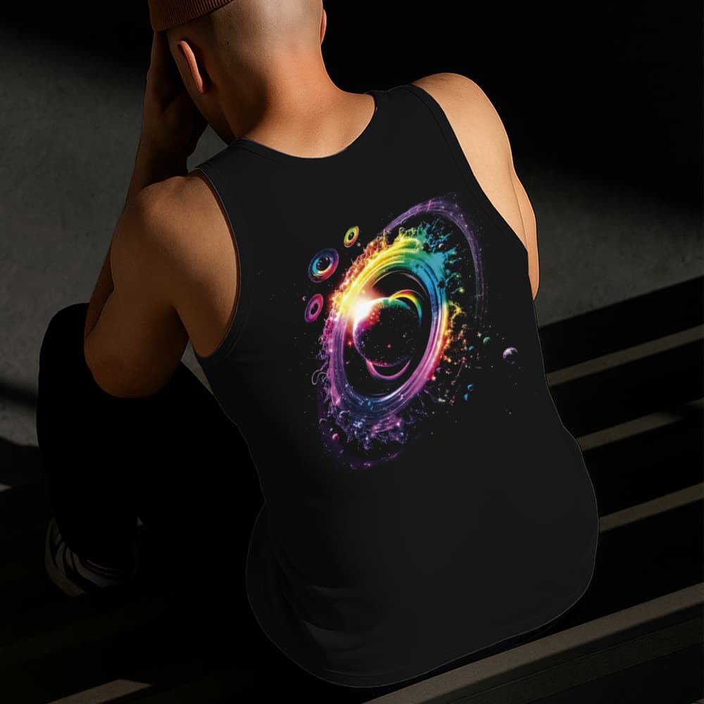 Camiseta Regata Masculina Estampada Universo de Tinta Algodão Estilo Conforto Diário Tamanho P ao GG