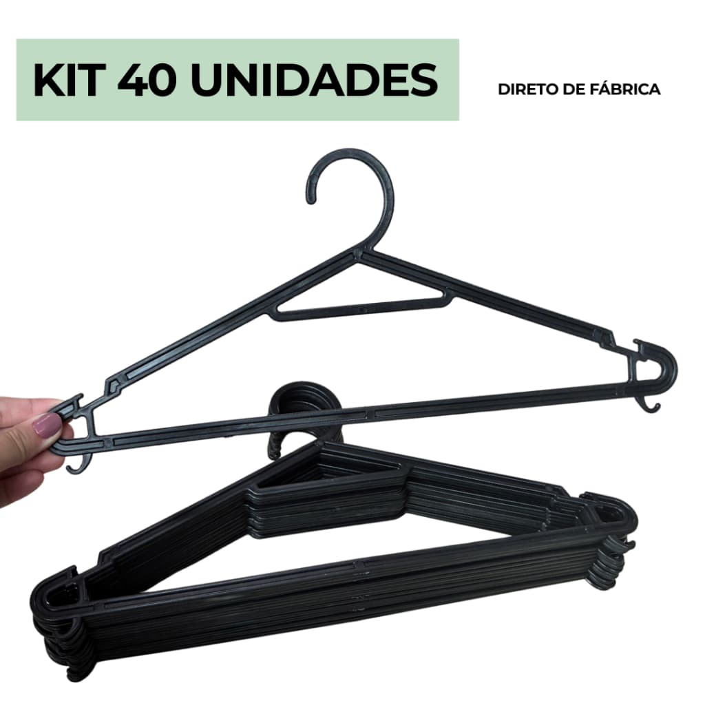Kit 40 Cabides Adulto Organizador de Roupas Preço de Fábrica  - ESTRELA G007