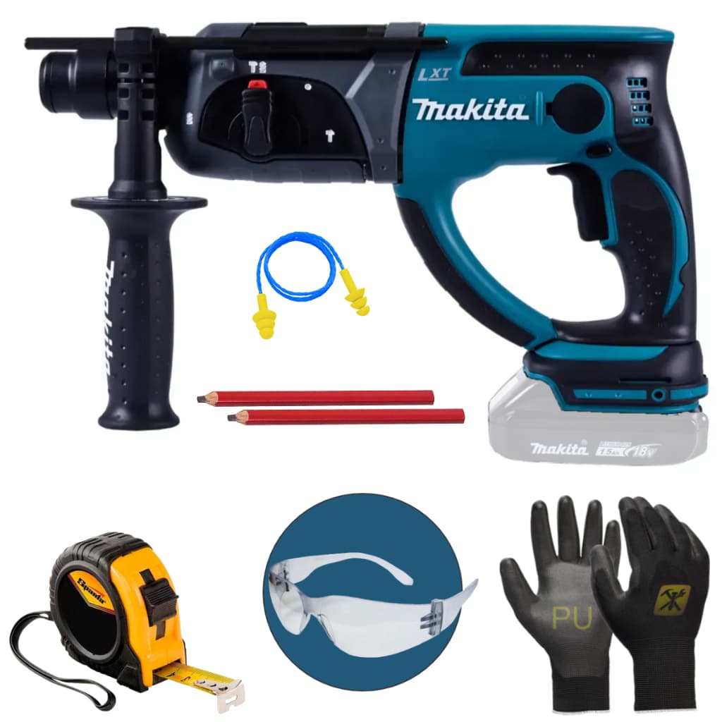 Martelete Combinado A Bateria 18v Dhr202z Makita Com Kit Epi