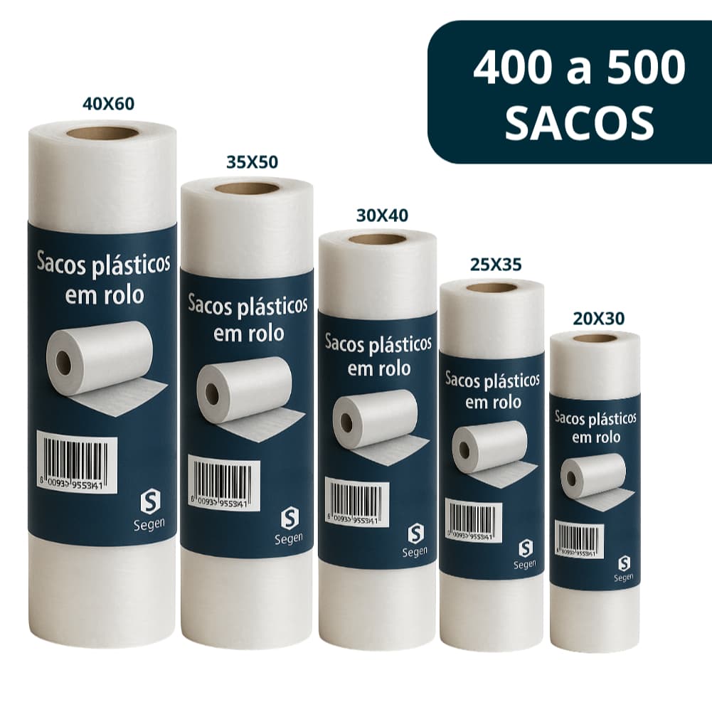 Rolo plástico Bobina Picotada Saco Transparente Supermercado 400 OU 500 SACOS