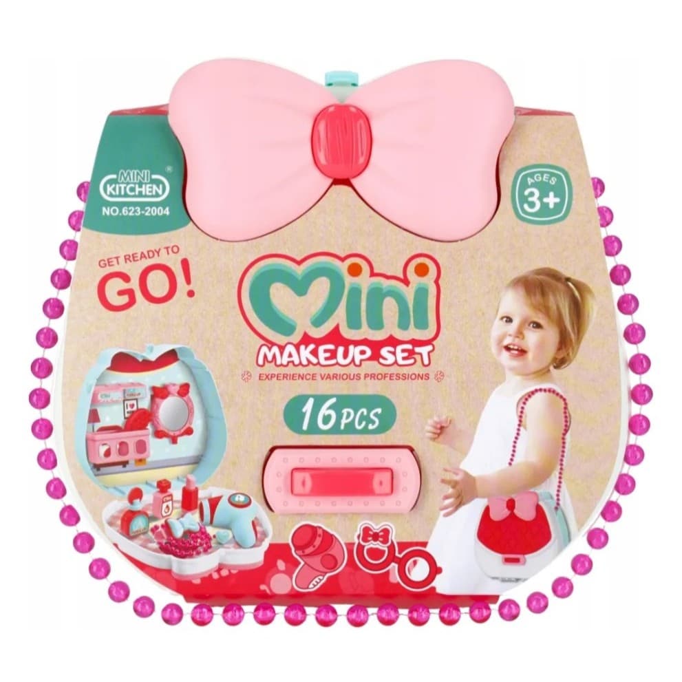 Brinquedo Kit Beleza Infantil Faz De Conta Maquiagem 16 Peças Mini Maleta Com Bolsa de Ombro