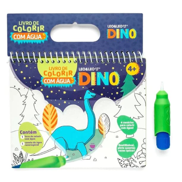 LIVRO DE COLORIR COM ÁGUA - DINO