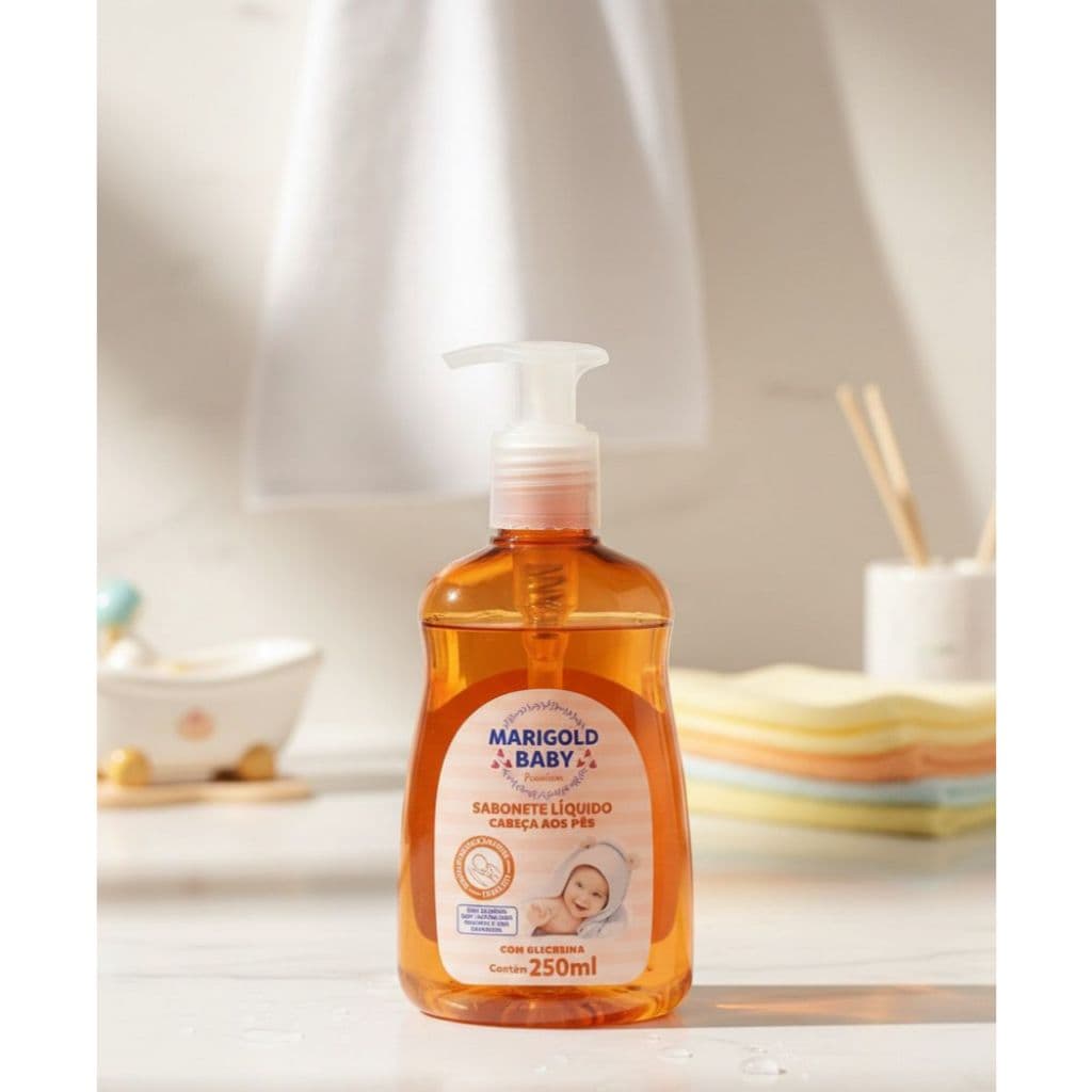 Kit 3x Sabonete Líquido Marigold Baby 250ml – Cabeça aos Pés