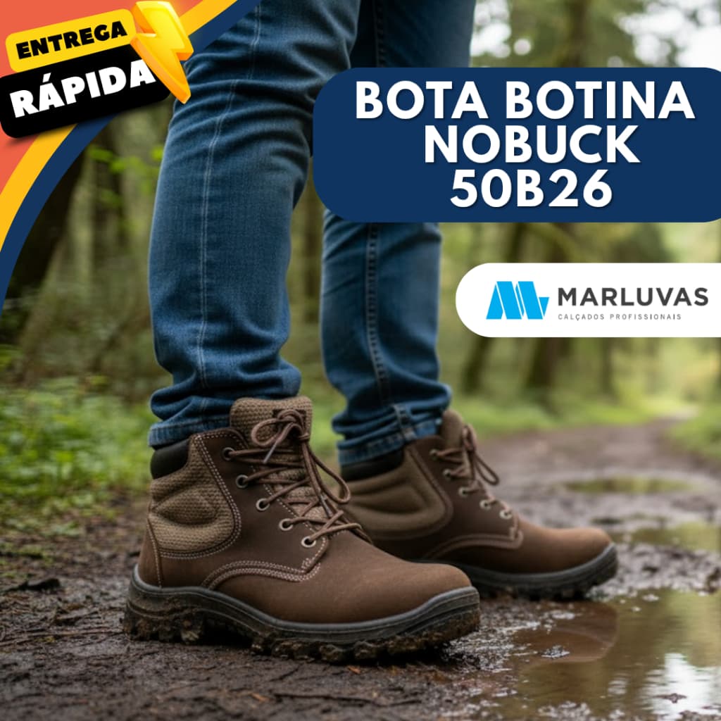Botina Marluvas Nobuck Bico PVC 50B26 CB BP Proteção EPI Uso Profissional Caminhada Trilha Escalada