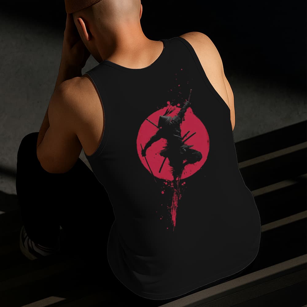 Camiseta Regata Masculina Estampada Samurai Atacando 100%Algodão Estilo Conforto Diário Tamanho P GG
