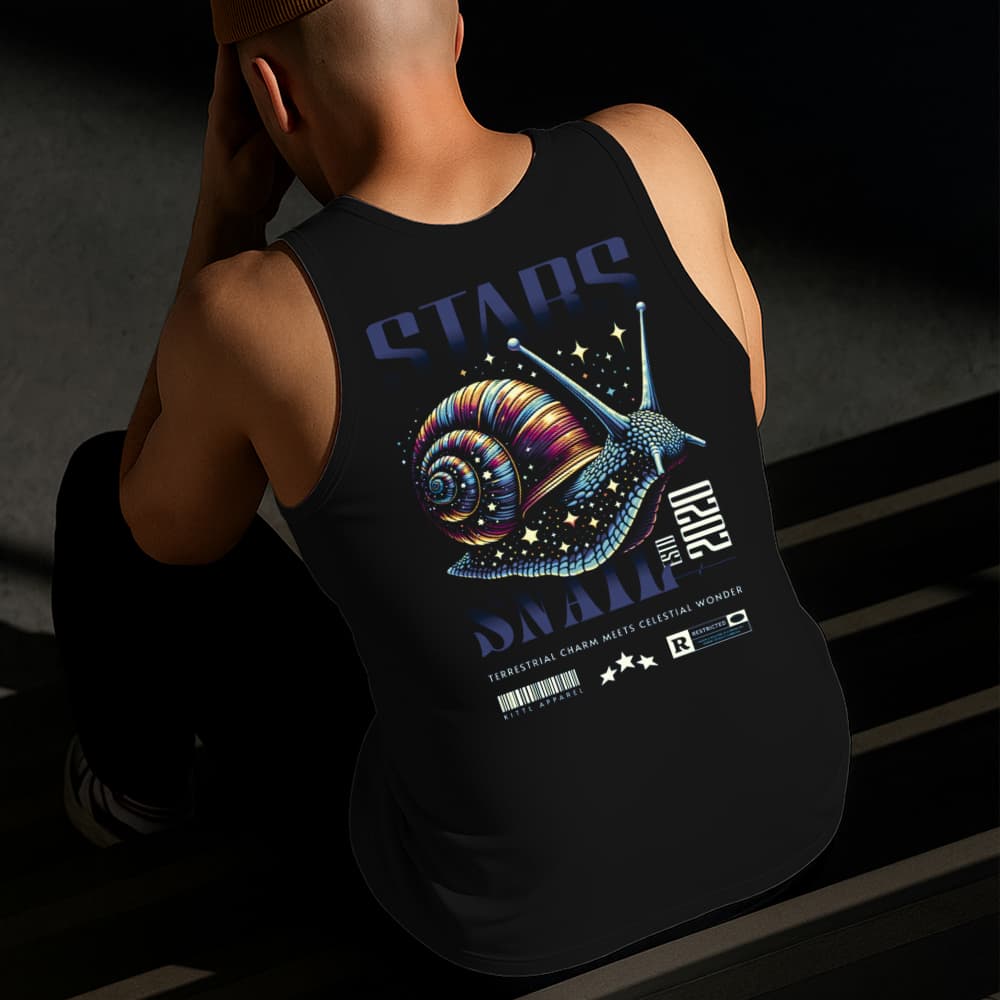 Camiseta Regata Masculina Estampada Caracol Ccolorido Algodão Estilo Conforto Diário Do Tamanho P GG