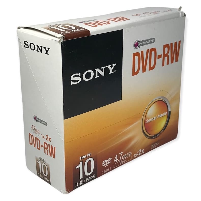 DVD-RW SONY 4.7GB/Go 120MIN 1X-2X CAIXA C/10 UNIDADES