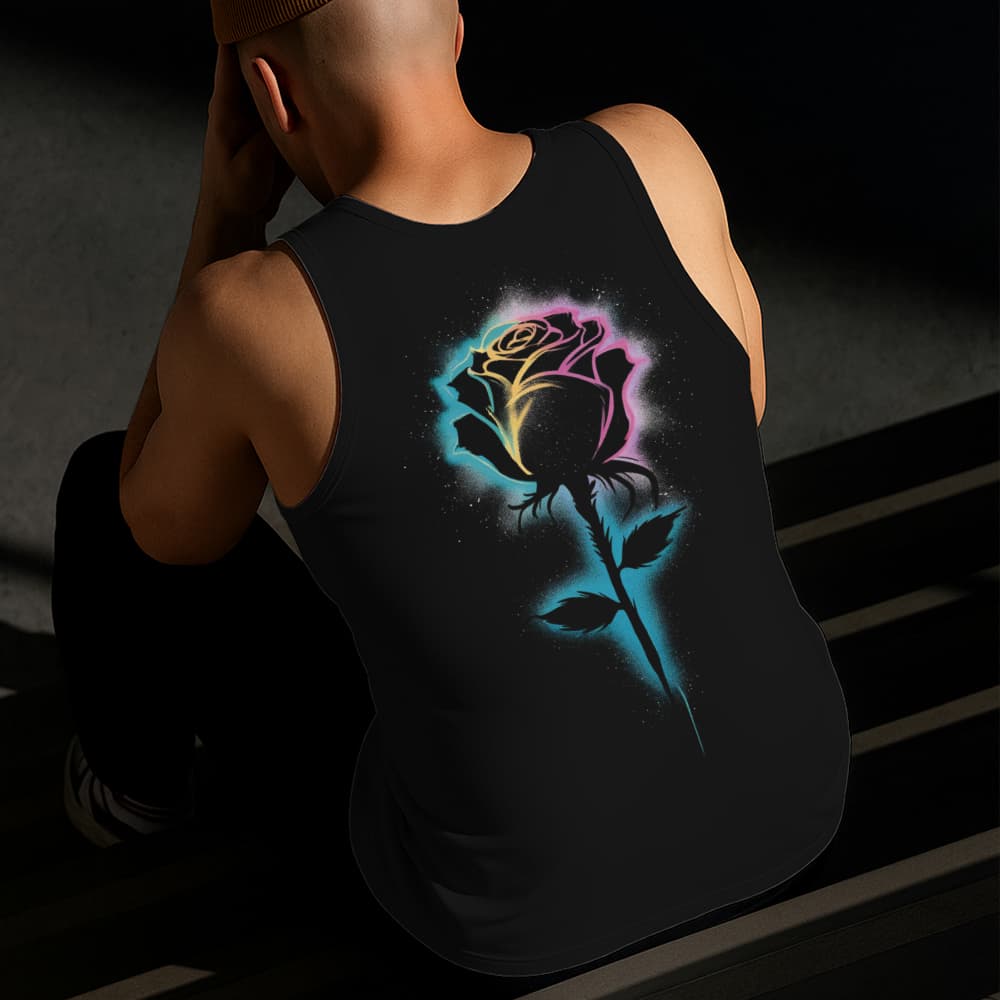 Camiseta Regata Masculina Estampada Flor Neon 100% Algodão Estilo Conforto Diário Do Tamanho P ao GG