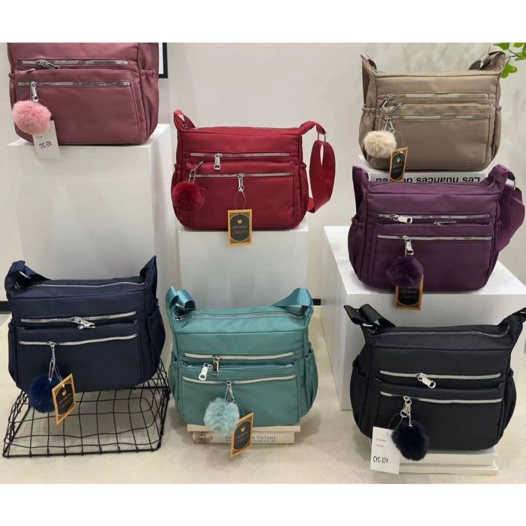 Bolsa Feminina Transversal De Ombro Impermeável Nylon 5 Compartimentos Multiuso Casual Passeio 9051