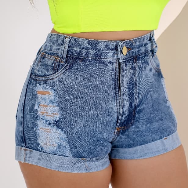 SHORT JEANS FEMININO 100% ALGODÃO