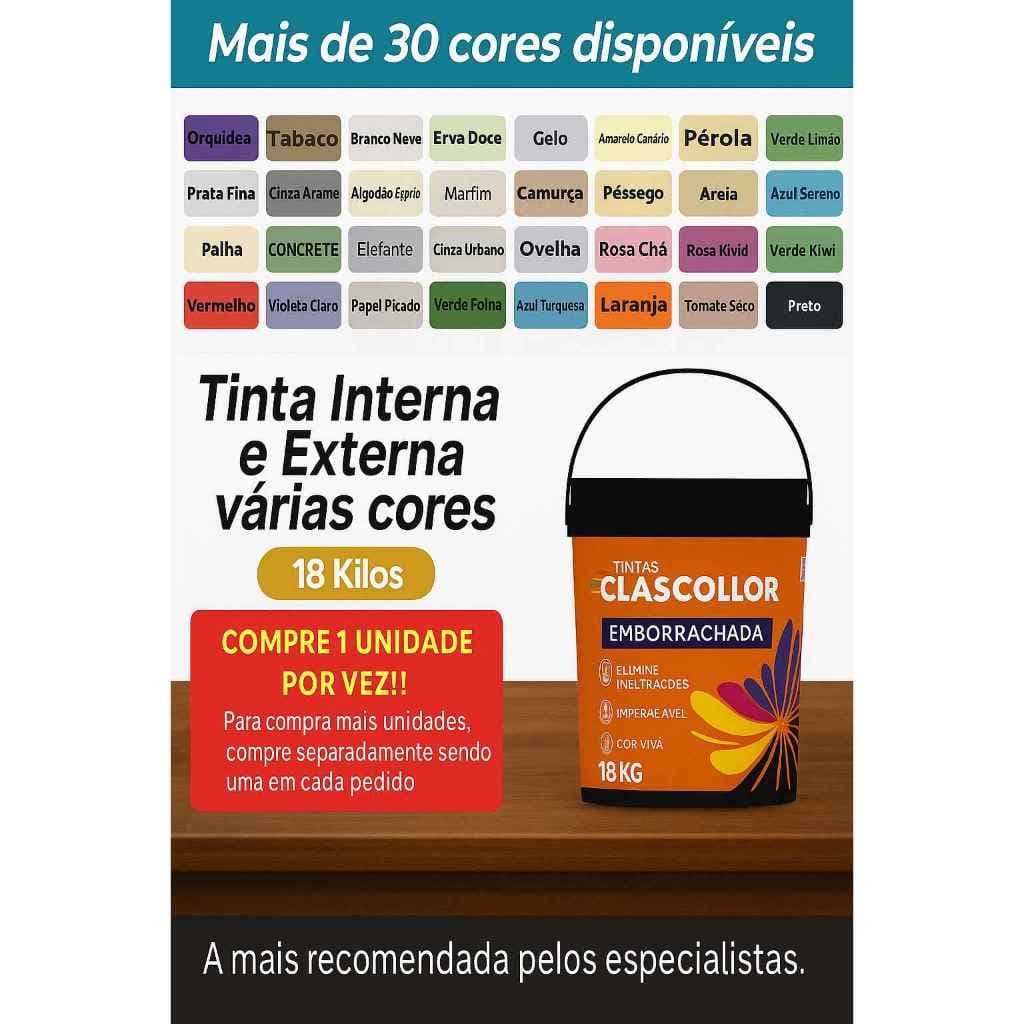 Tinta Manta Emborrachada 18KG Cores Diversas Lavável Impermeabilizante Flexível