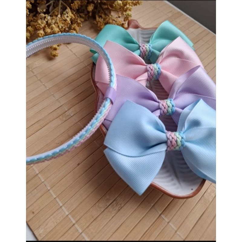 Kit Laços candy colors na tiara adaptável Laços de cabelo infantil