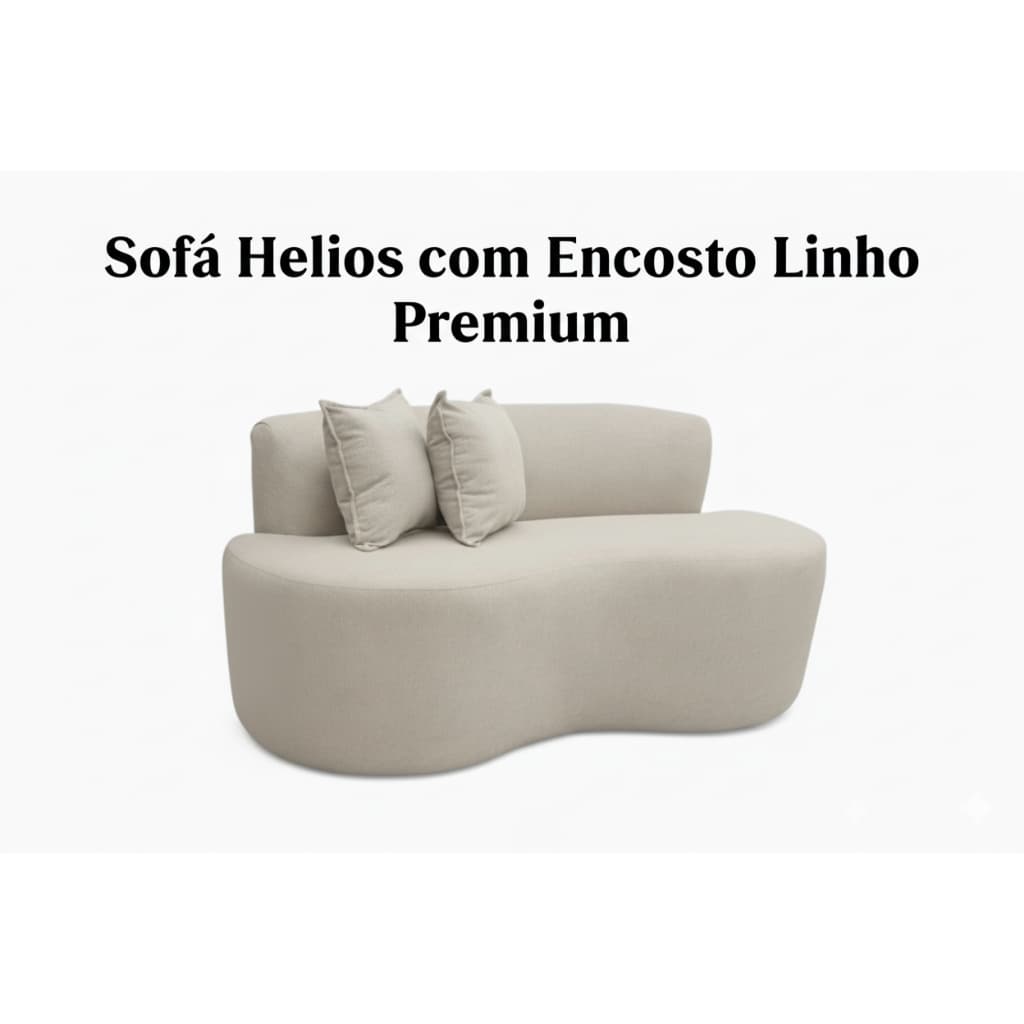 Sofá Helios 1 metro em Linho Premium  Design Curvo Moderno com Encosto Confortável para Sala, Quarto e Ambientes Pequeno