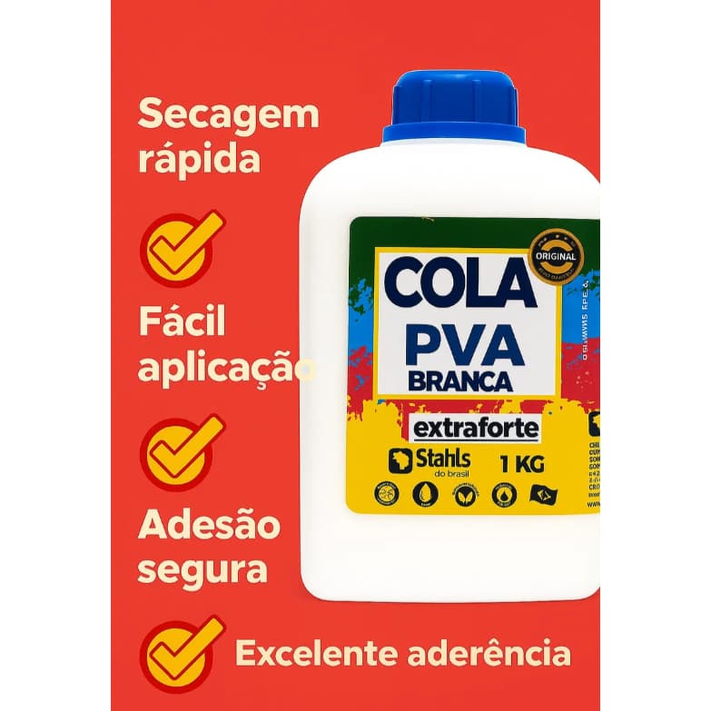 Cola Premium Pva Branca 1kg - Secagem Rápida