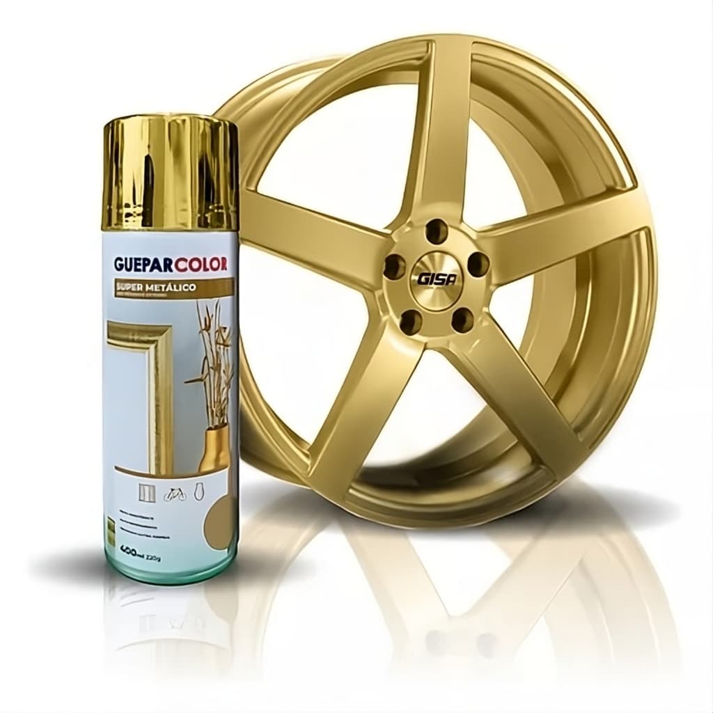 Tinta Spray Dourado Super Metálico Guepar Color 400ml Para Uso Geral em Ferro Plástico e Bicicletas