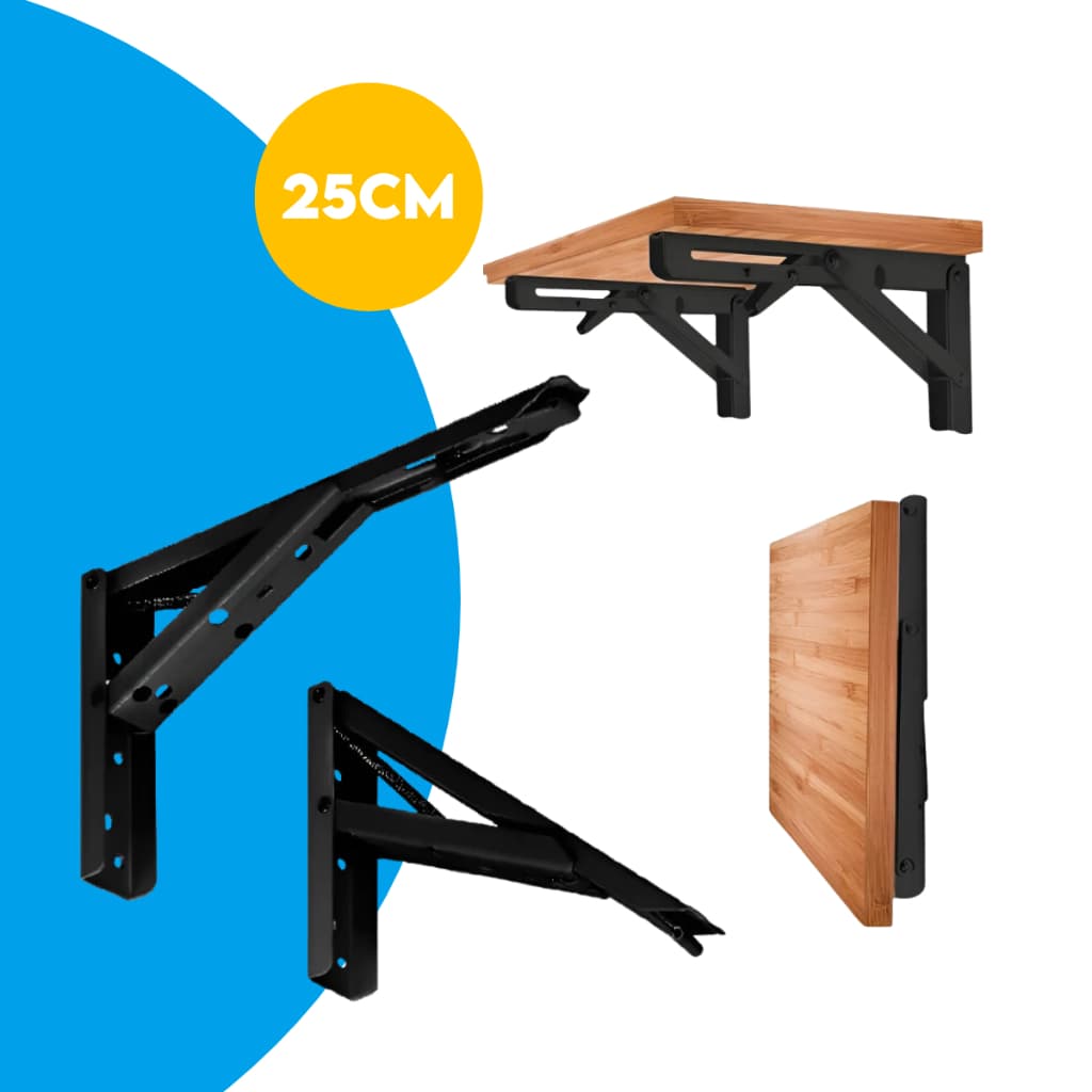 Suporte Mão Francesa Retrátil Dobrável Reforçada 25cm Mesa Cor Preto